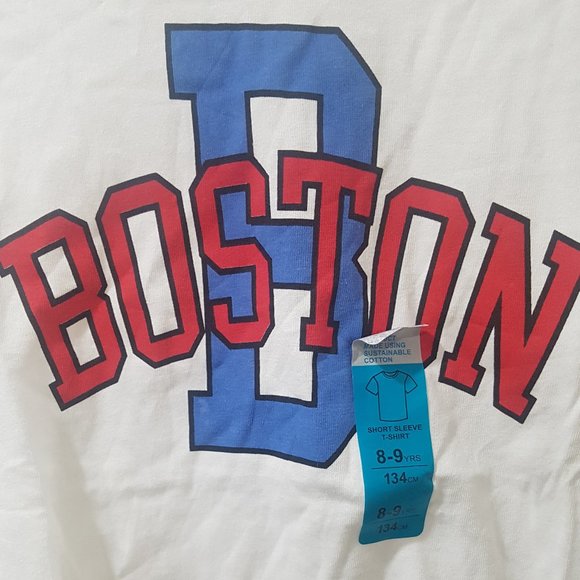 PRIMARK T-SHIRT BOSTON LOGO SIZES 8-9YRS - Picture 2 of 4
